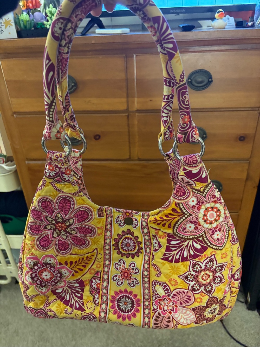 Vera Bradley Yellow and Pink Quilted Shoulder Bag